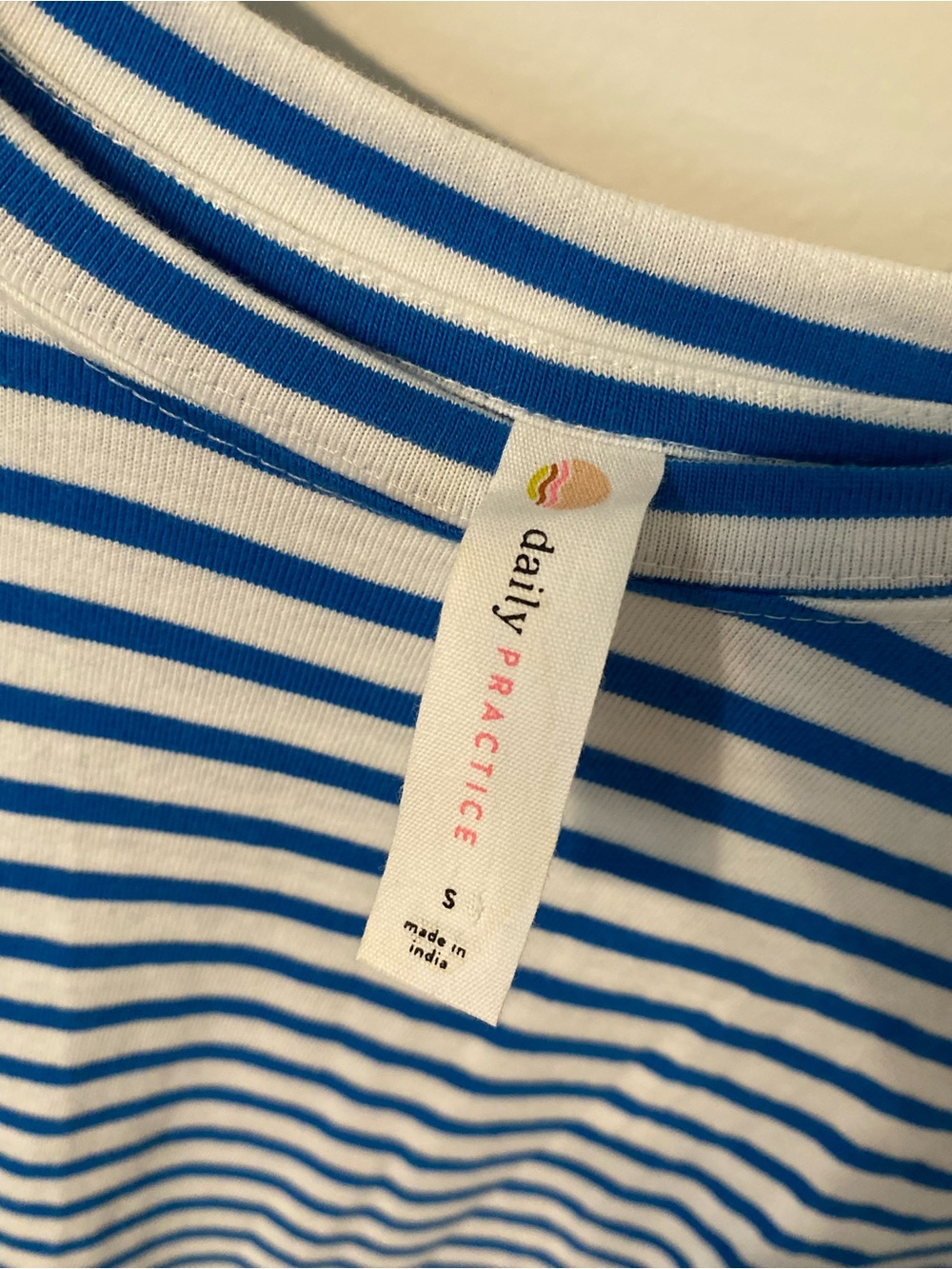 NWOT Anthropologie Daily Practice Cotton Long Sleeve Tee (vivid cerulean/white) - Picture 6 of 9